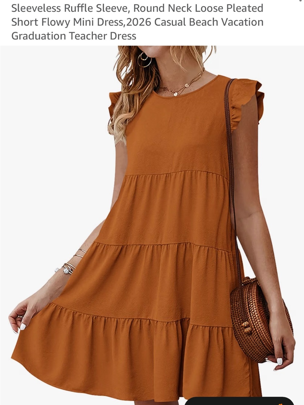 Sleeveless Ruffle Tiered Midi Dress in Rust